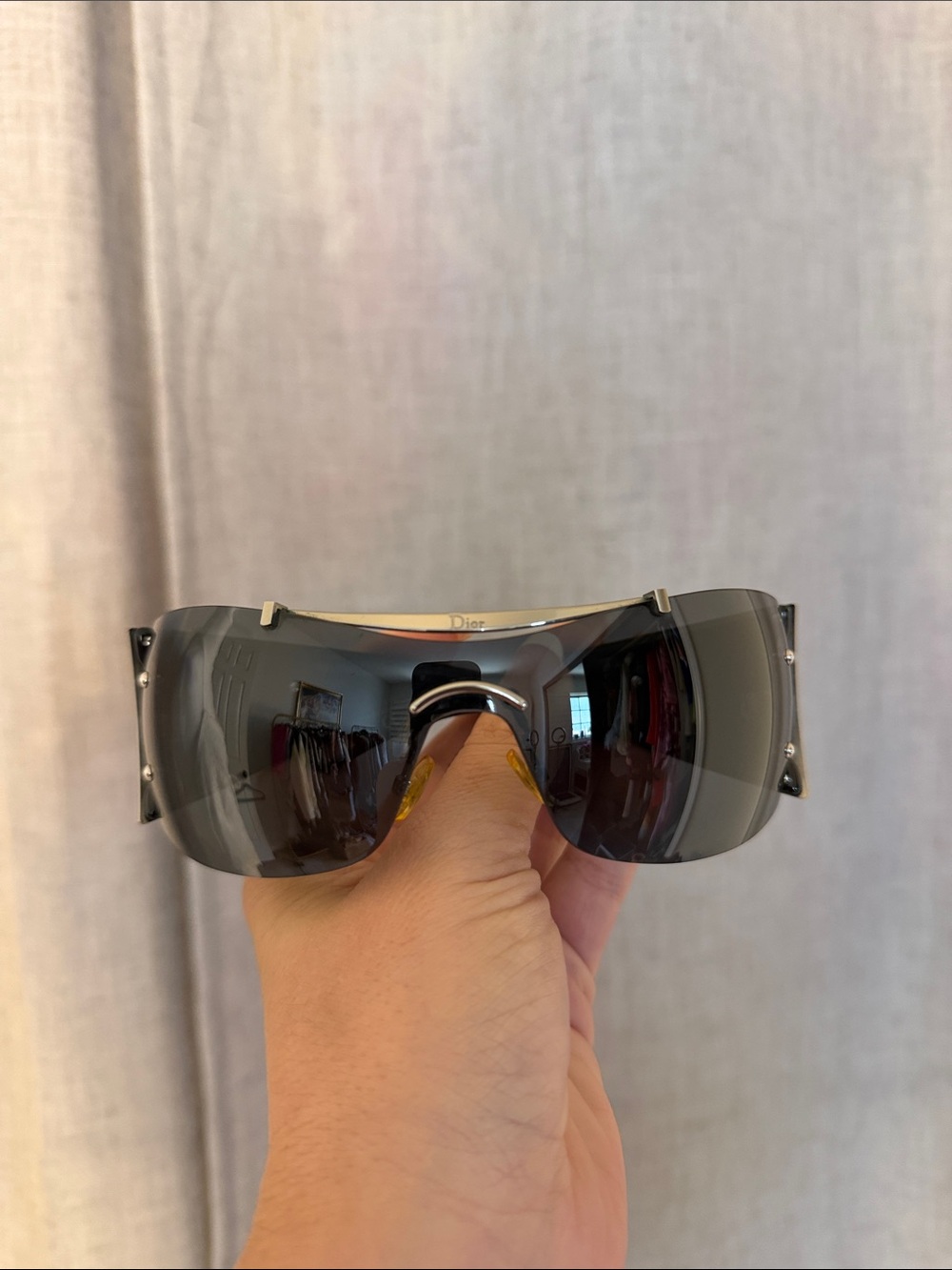 Dior Men’s Shield Sunglasses - Gray Lens with Gold Accent